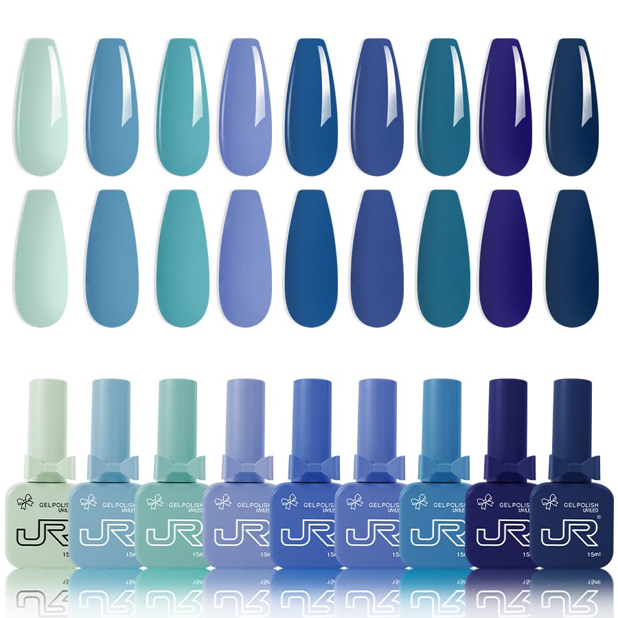 Amazon.com: JR Nail Gel Polish 9pcs 15ml Set Blue Winter Serise